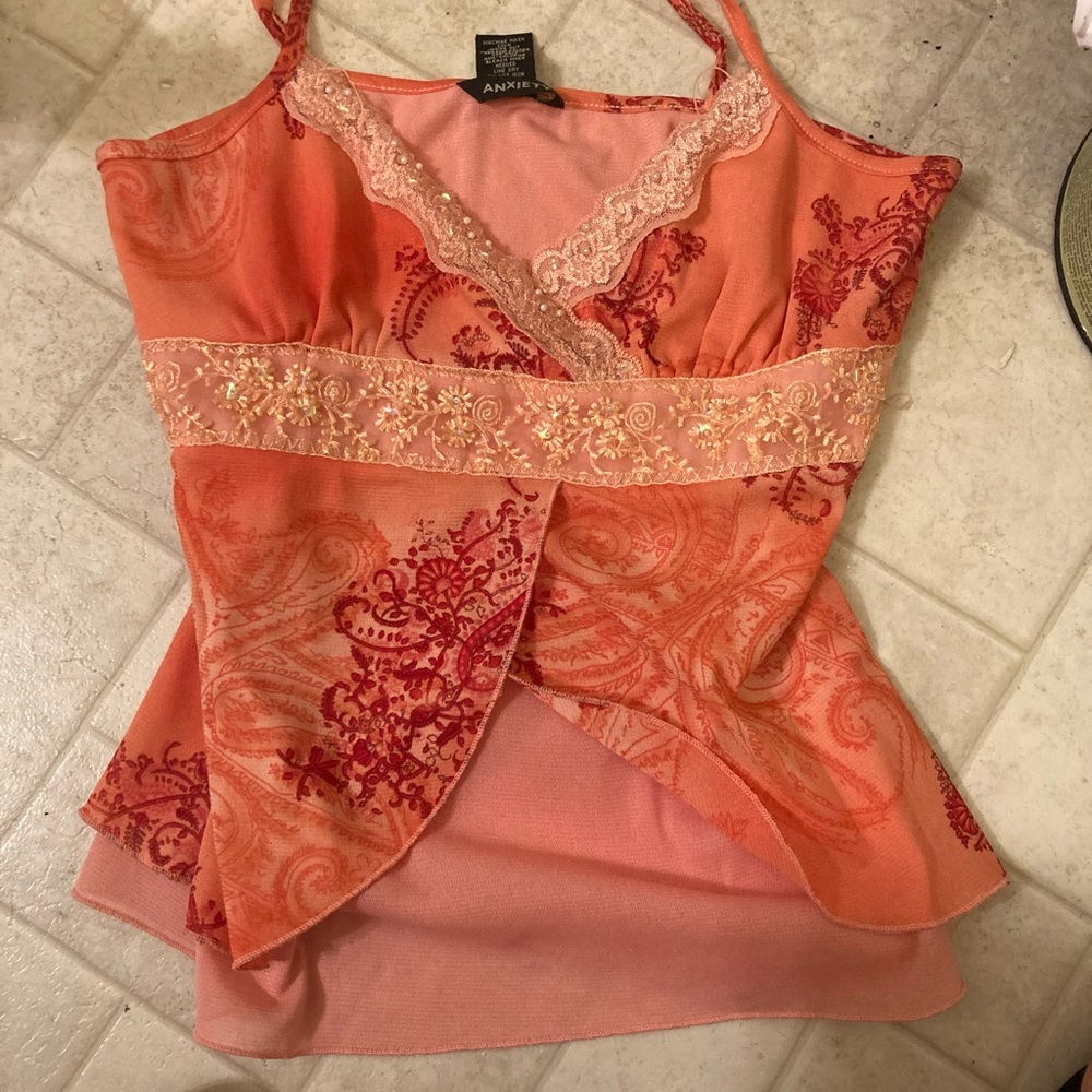 Orange sparkly shirt size medium